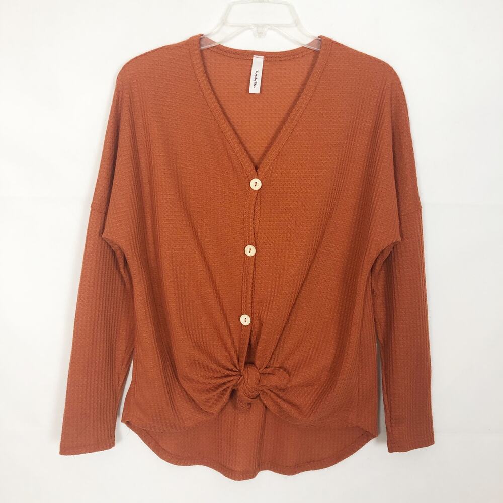 Twenty Ten Waffle Knit Tie Front Top Size Medium